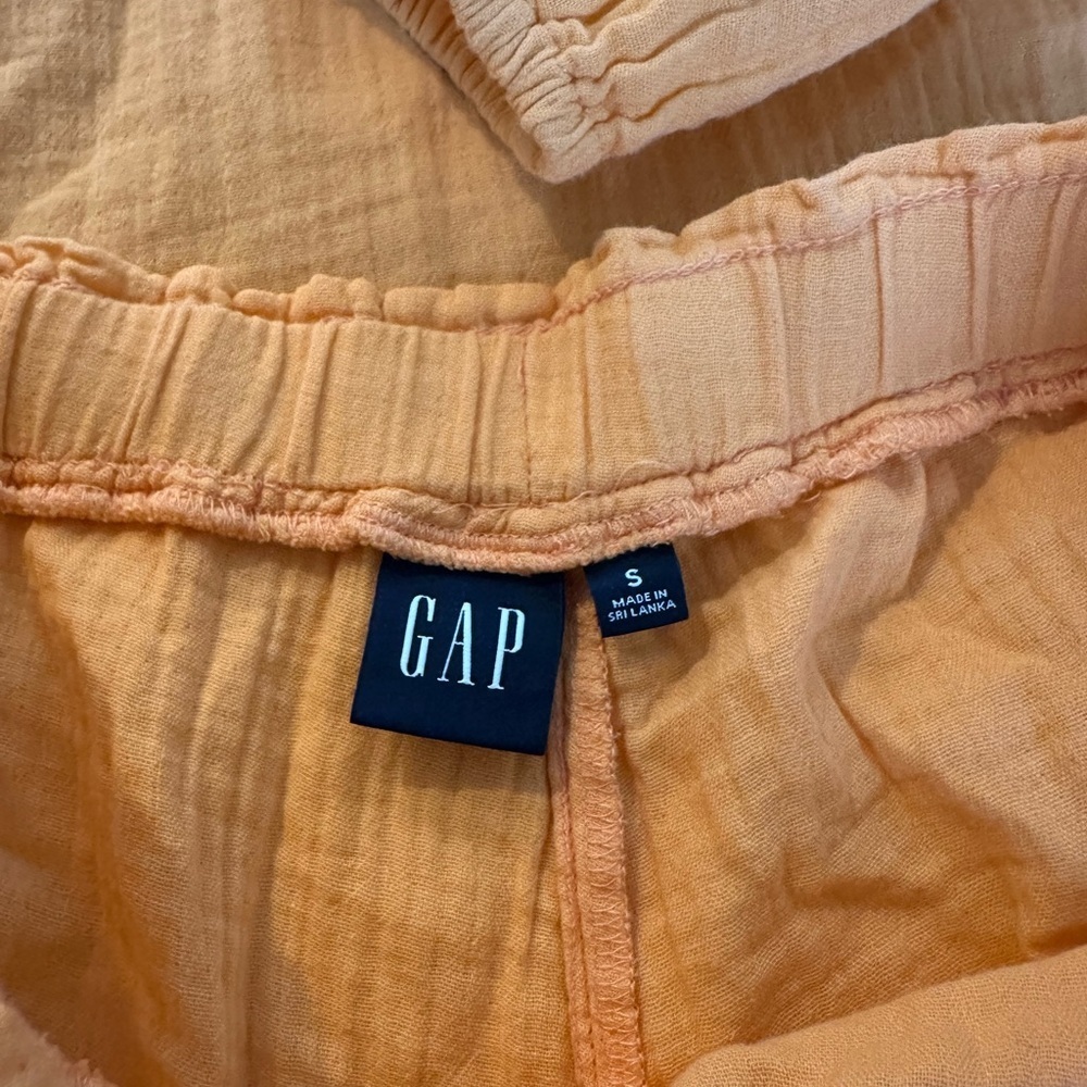 GAP Crinkle Gauze Boatneck Button Up Top Shorts Matching Set Cotton Size Small - Picture 3 of 10